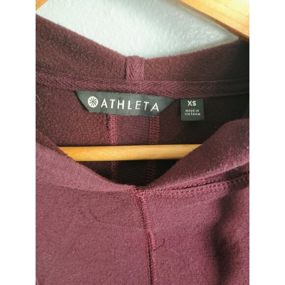 Athleta Solitude Hoodie Sweatshirt Dress deep maroon burgundy cozy relaxed - Picture 9 of 11